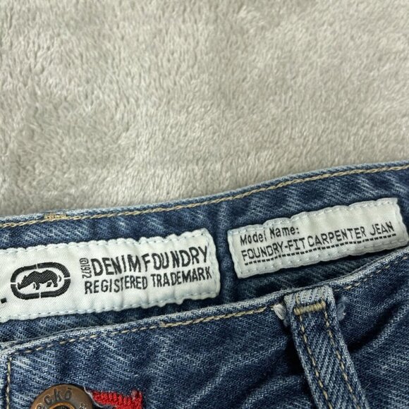 Vntg Ecko Unltd Foundry Fit Carpenter Jeans 38 Mens Blue Denim  *flaw* 6497 - Picture 4 of 12